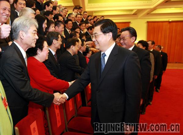 Hu Jintao emfängt NVK-Abgeordnete und PKKCV-Mitglieder aus Hong Kong und Macao